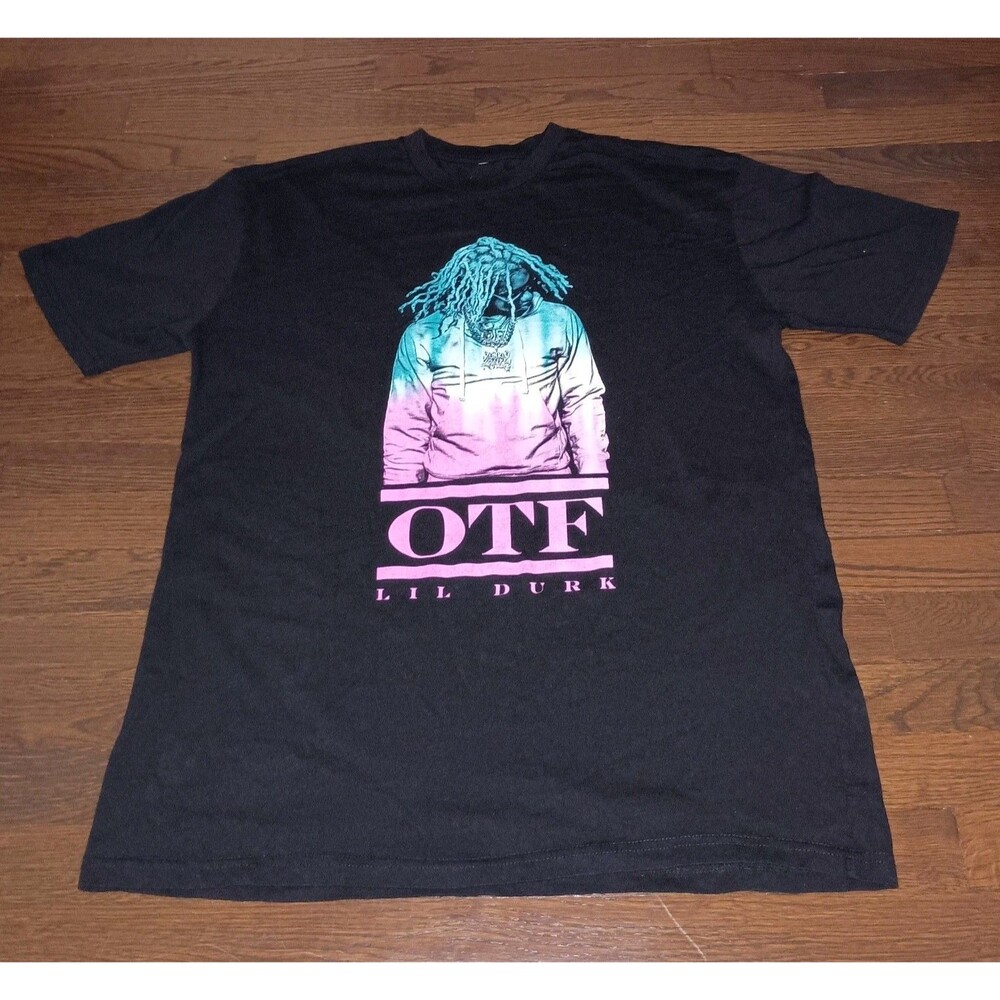 Lil Durk OTF Shirt Mens XL Extra Large Rap Graphic Tee Black Green White Pink
